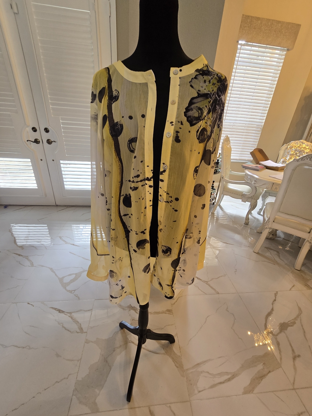 Tricotto Yellow Sheer Floral-Print Blouse